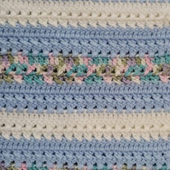 Handmade Hand Crocheted Baby Blanket Blue/White/Multi Color NEW - Picture 5 of 5